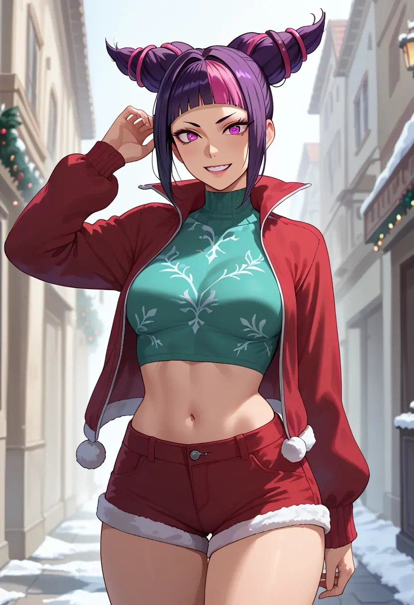 street_fighter,han_juri,Christmas,red velvet shorts  - 