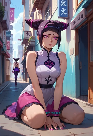 street_fighter,han_juri,haunted doll dress,lace gloves,ribbon choker  - AI generated anime art