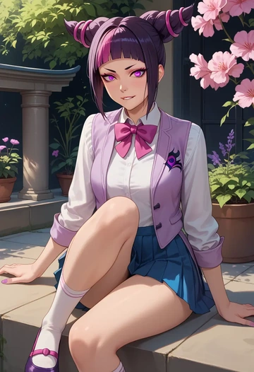 street_fighter,han_juri,spring,student uniform,vest  - AI generated anime art