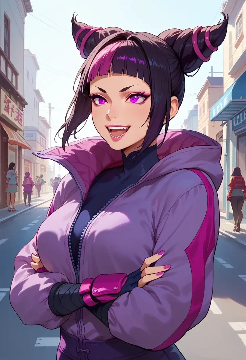 street_fighter,han_juri,crop windbreaker,shorts  - 