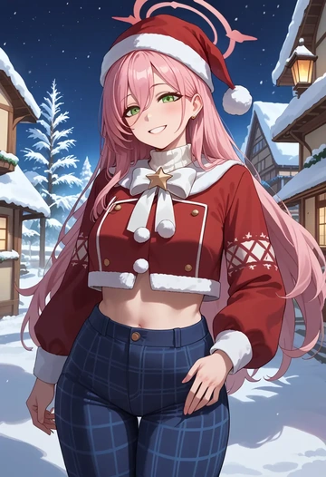 blue_archive,hanako_(blue_archive),Christmas,plaid trousers  - AI generated anime art