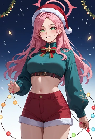 blue_archive,hanako_(blue_archive),Christmas,red velvet shorts  - AI generated anime art