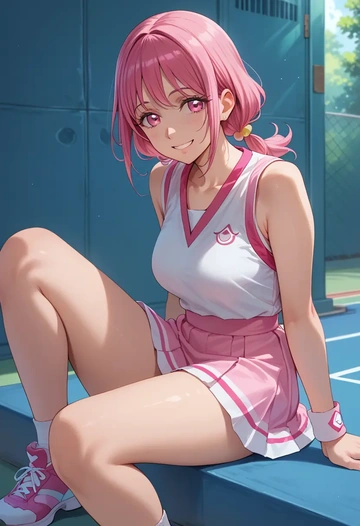 precure,hanasaki_tsubomi,tennis skirt  - AI generated anime art