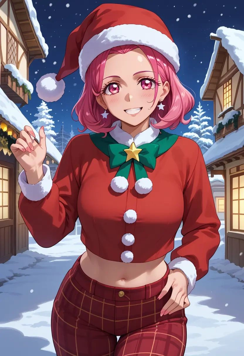 precure,hanasaki_tsubomi,Christmas,plaid trousers  - 