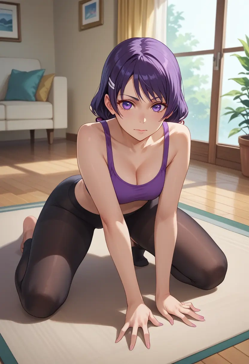 monogatari_(series),hanekawa_tsubasa,leggings,yoga  - 