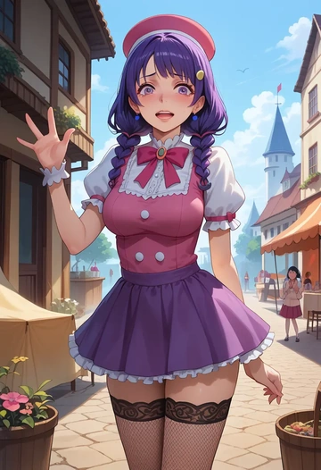 monogatari_(series),hanekawa_tsubasa,mini skirt, stockings  - AI generated anime art