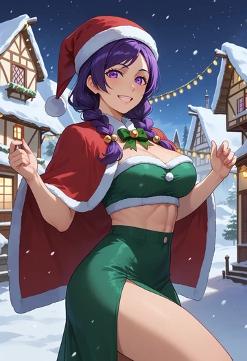 monogatari_(series),hanekawa_tsubasa,Christmas,dress  - AI generated anime art