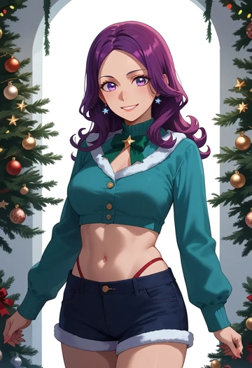 monogatari_(series),hanekawa_tsubasa,Christmas,red velvet shorts  - AI generated anime art