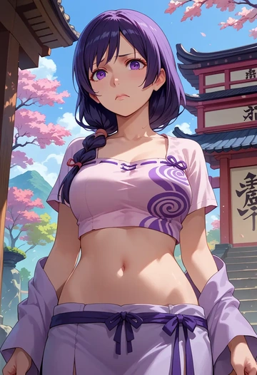 monogatari_(series),hanekawa_tsubasa,crop top,athletic shorts  - AI generated anime art