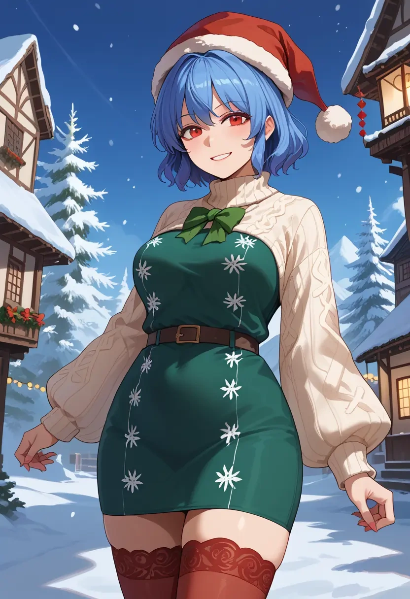 touhou,haniyasushin_keiki,Christmas,sweater dress,stockings  - 