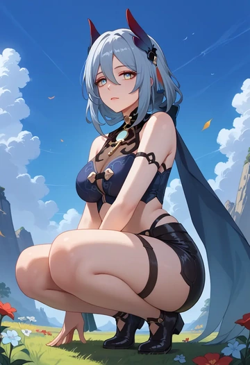 star rail,hanya,leather,shorts,crop top  - AI generated anime art