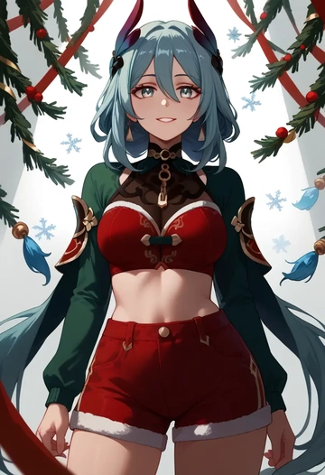 star rail,hanya,Christmas,red velvet shorts  - AI generated anime art