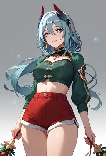 star rail,hanya,Christmas,red velvet shorts  - AI generated anime art