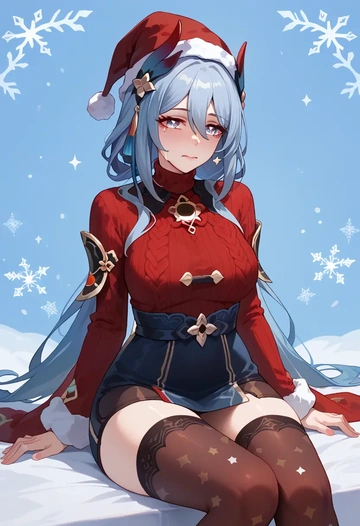 star rail,hanya,Christmas,sweater dress,stockings  - AI generated anime art