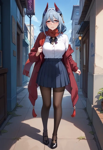 star rail,hanya,winter,student uniform,cardigan  - AI generated anime art