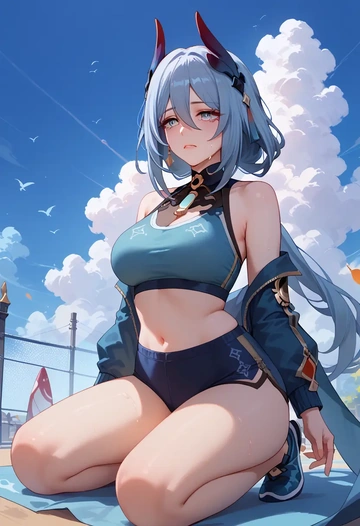 star rail,hanya,tankini top,board shorts  - AI generated anime art