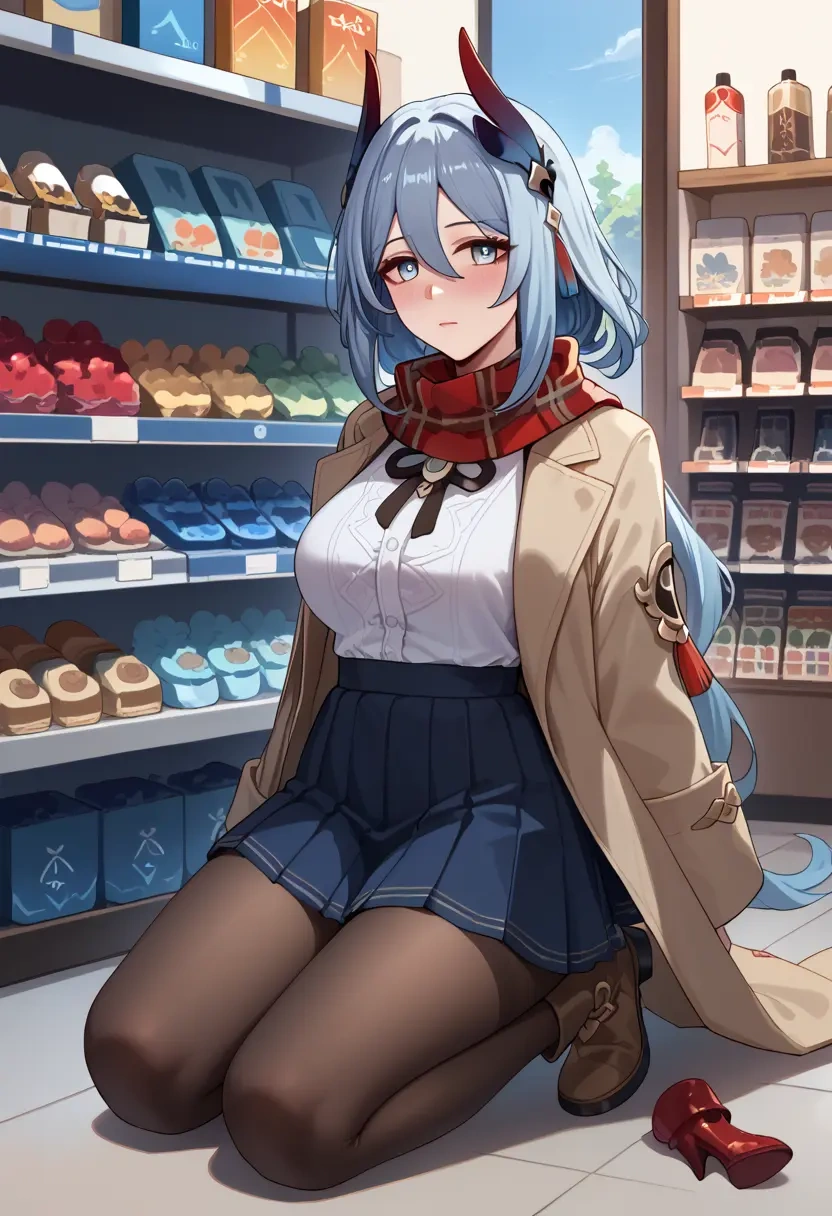 star rail,hanya,winter,student uniform,fur-trimmed coat  - 