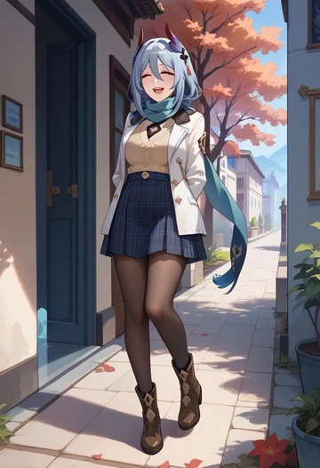 star rail,hanya,winter,student uniform,down jacket  - AI generated anime art