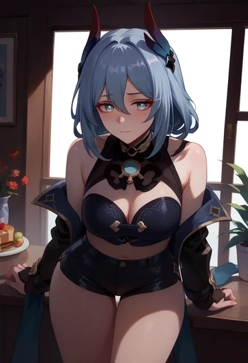 star rail,hanya,leather,shorts,crop top  - AI generated anime art