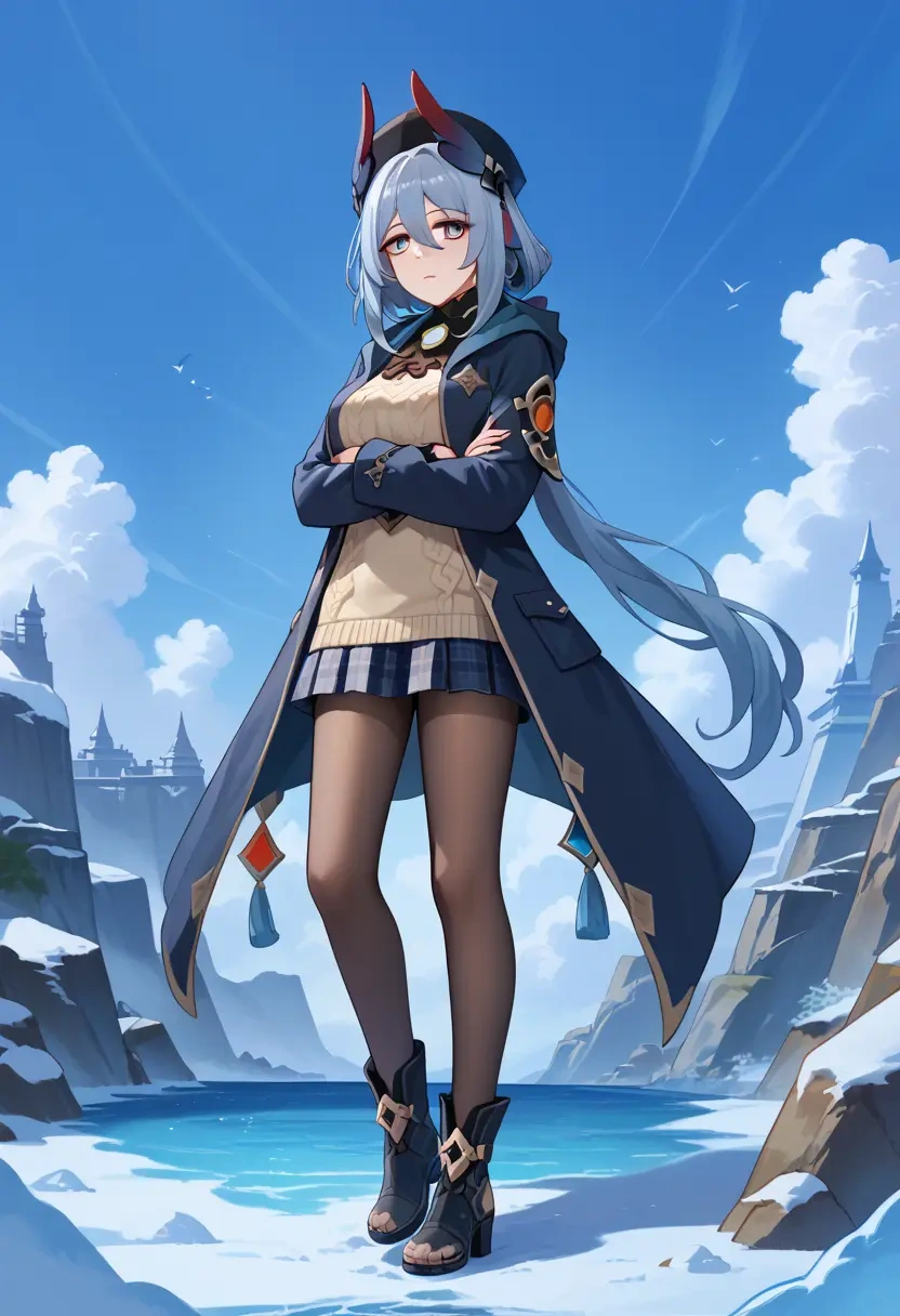 star rail,hanya,winter,student uniform,hooded coat  - 