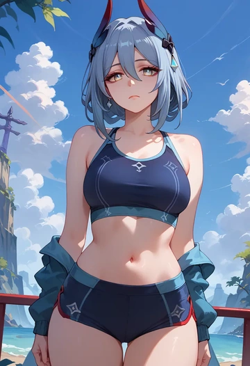 star rail,hanya,tankini top,board shorts  - AI generated anime art