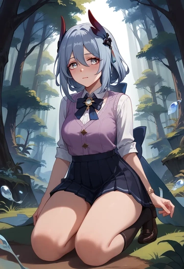 star rail,hanya,spring,student uniform,vest  - AI generated anime art