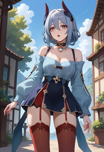 star rail,hanya,collar,oversized,Thigh garters  - AI generated anime art