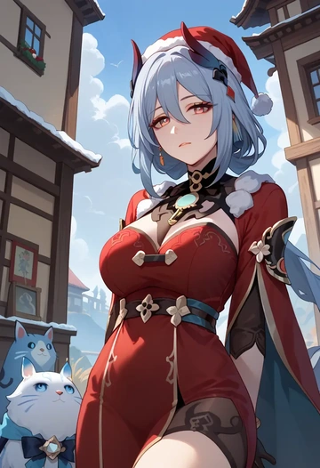 star rail,hanya,Christmas,red velvet dress  - AI generated anime art