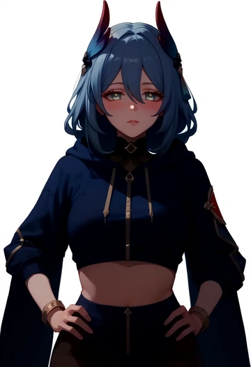 star rail,hanya,crop hoodie,shorts  - AI generated anime art