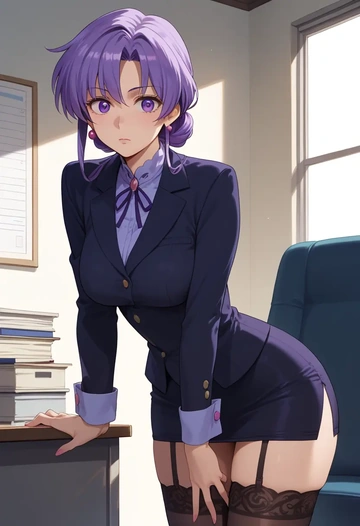 higurashi_no_naku_koro_ni,hanyuu,secretary, stockings  - AI generated anime art