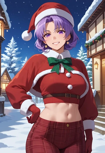 higurashi_no_naku_koro_ni,hanyuu,Christmas,plaid trousers  - AI generated anime art