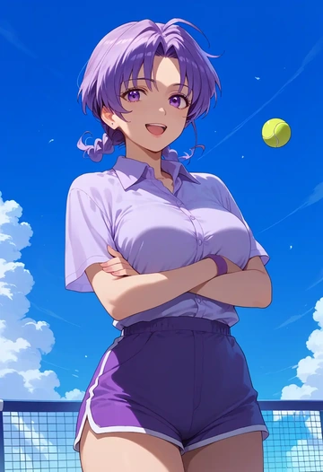 higurashi_no_naku_koro_ni,hanyuu,tennis polo,skort  - AI generated anime art