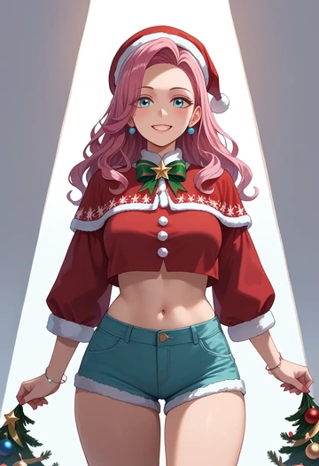 saki,haramura_nodoka,Christmas,red velvet shorts  - AI generated anime art