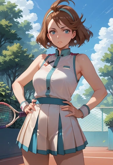 gundam,haro,tennis dress,visor,trainers  - AI generated anime art