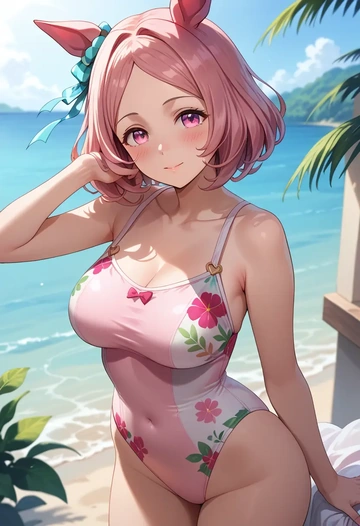 umamusume,haru_urara_(umamusume),swimsuit,floral print  - AI generated anime art