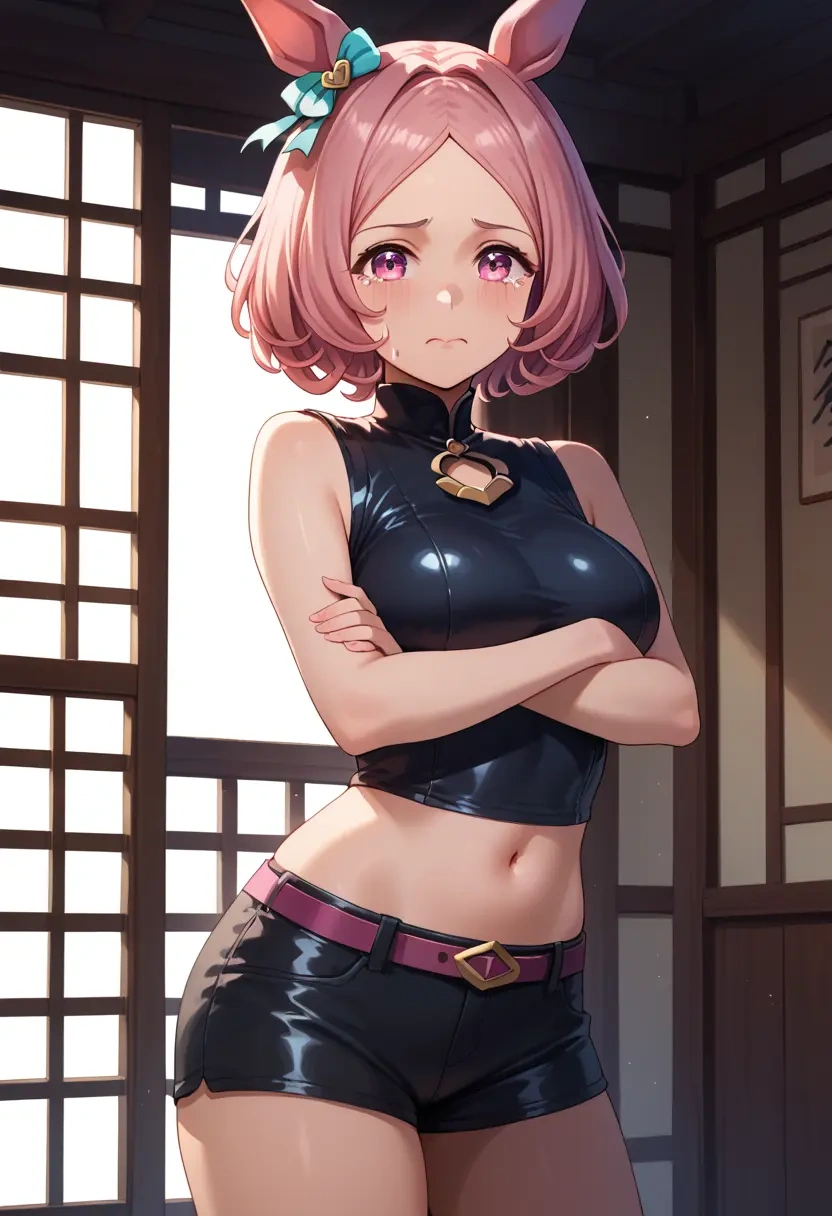 umamusume,haru_urara_(umamusume),leather,shorts,crop top  - 