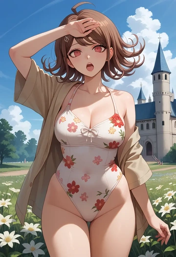 danganronpa_(series),harukawa_maki,swimsuit,floral print  - AI generated anime art