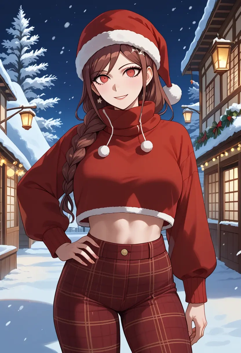 danganronpa_(series),harukawa_maki,Christmas,plaid trousers  - 