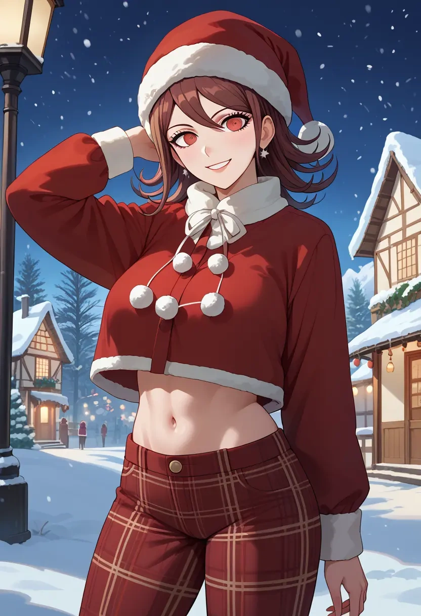 danganronpa_(series),harukawa_maki,Christmas,plaid trousers  - 