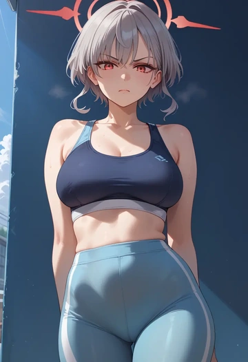 blue_archive,haruna_(blue_archive),yoga shorts, bra  - AI generated anime art