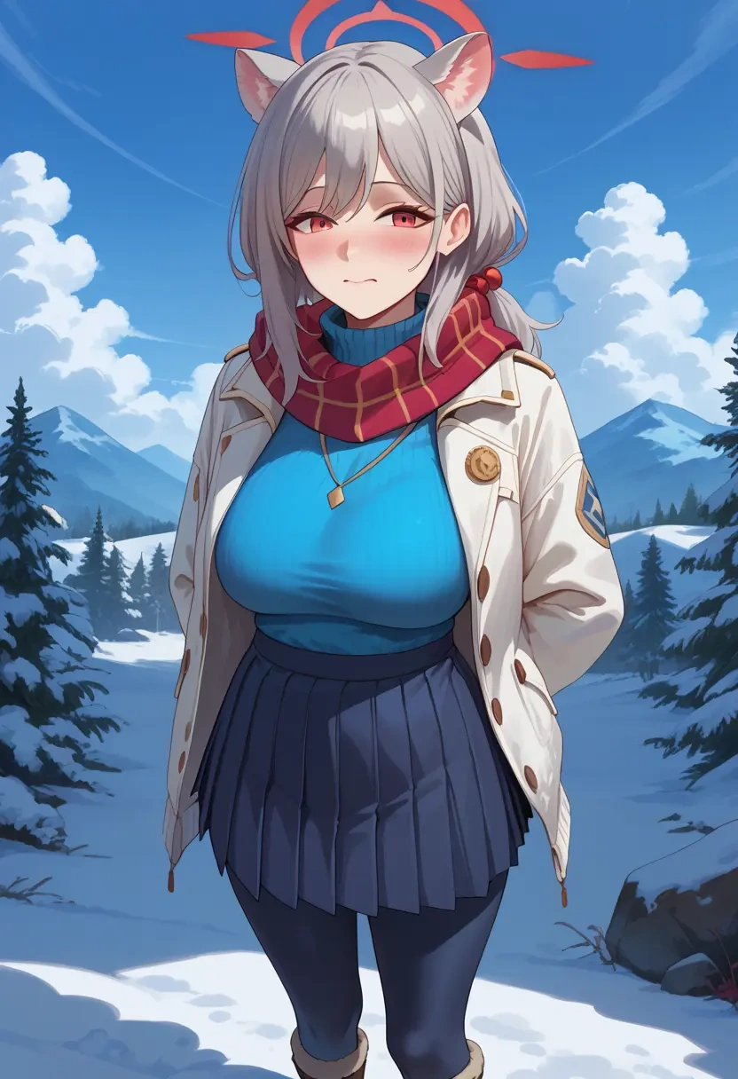 blue_archive,haruna_(blue_archive),winter,student uniform,puffer jacket  - 