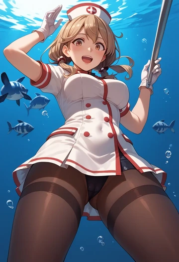 kantai_collection,haruna_(kancolle),nurse pantyhose,mini skirt, sexy  - AI generated anime art