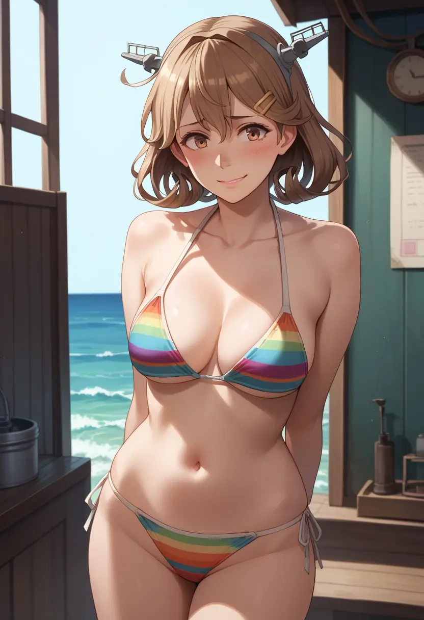 kantai_collection,haruna_(kancolle),bikini,rainbow-colored,sexy  - 