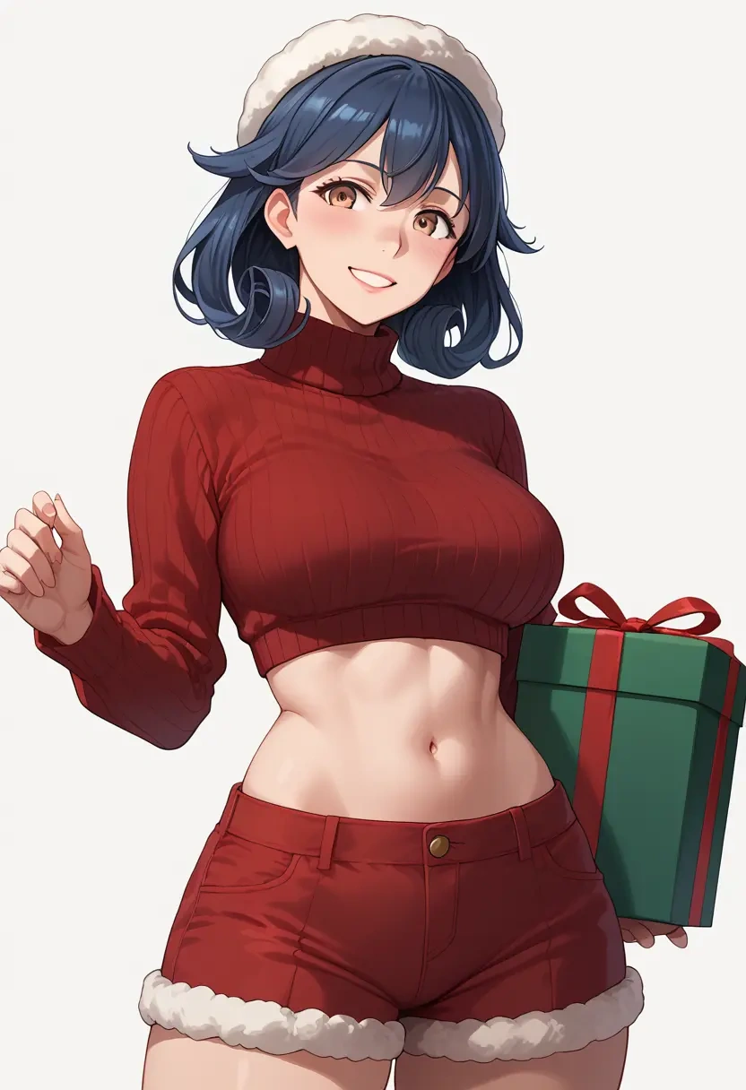 kantai_collection,haruna_(kancolle),Christmas,red velvet shorts,turtleneck sweater  - 