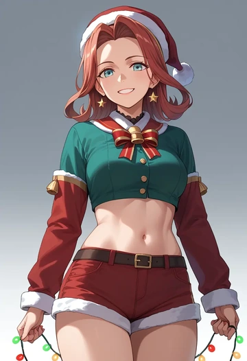 kantai_collection,haruna_(kancolle),Christmas,red velvet shorts  - AI generated anime art