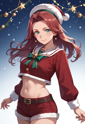 kantai_collection,haruna_(kancolle),Christmas,red velvet shorts  - AI generated anime art