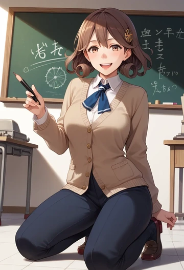 kantai_collection,haruna_kai_ni_(kancolle),teacher, sweater  - AI generated anime art