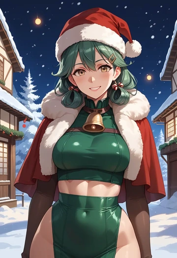 kantai_collection,haruna_kai_ni_(kancolle),Christmas,dress  - AI generated anime art