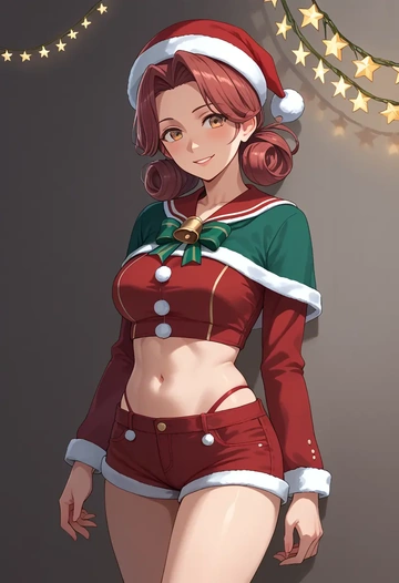 kantai_collection,haruna_kai_ni_(kancolle),Christmas,red velvet shorts  - AI generated anime art