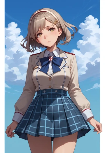 kantai_collection,haruna_kai_ni_(kancolle),spring,student uniform,blazer  - AI generated anime art